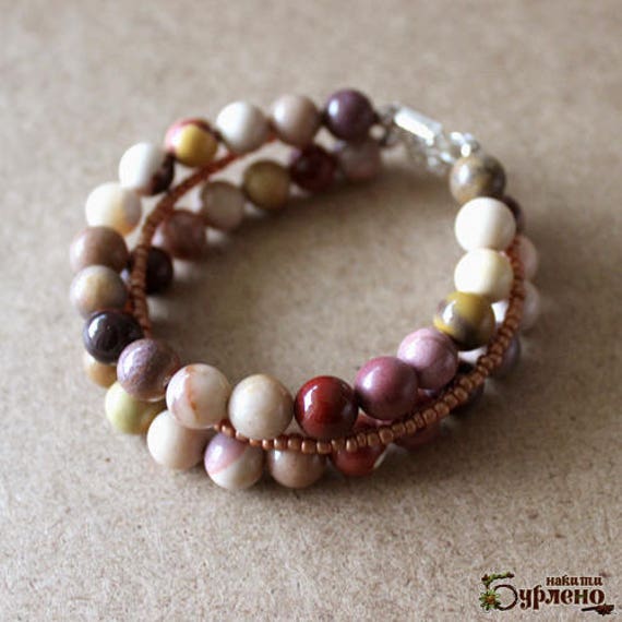 Stacking Bunte Armband Mit Mookait Jasper Und Glas Perlen, Perlen Halbedelsteinen, Steine Edelstein Stacking Bunte Armband Mit Mookait Jasper Und Glas Perlen, Perlen Halbedelsteinen, Steine Edelstein von Burleno