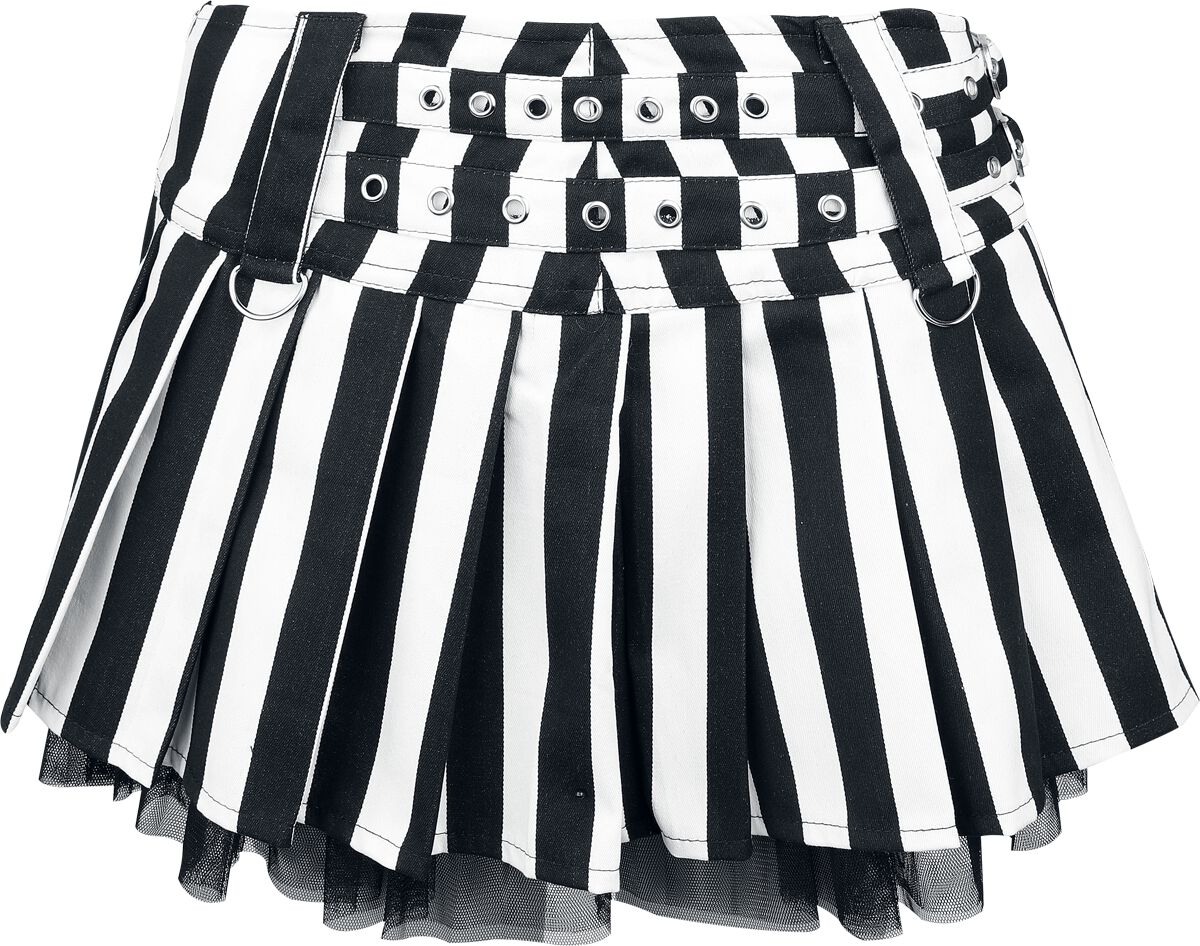 Burleska - Gothic Kurzer Rock - Lucy Skirt - S bis XXL - für Damen - Größe S - weiß/schwarz von Burleska