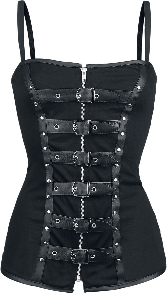 Burleska - Gothic Top - Biker - S bis XL - für Damen - Größe M - schwarz von Burleska