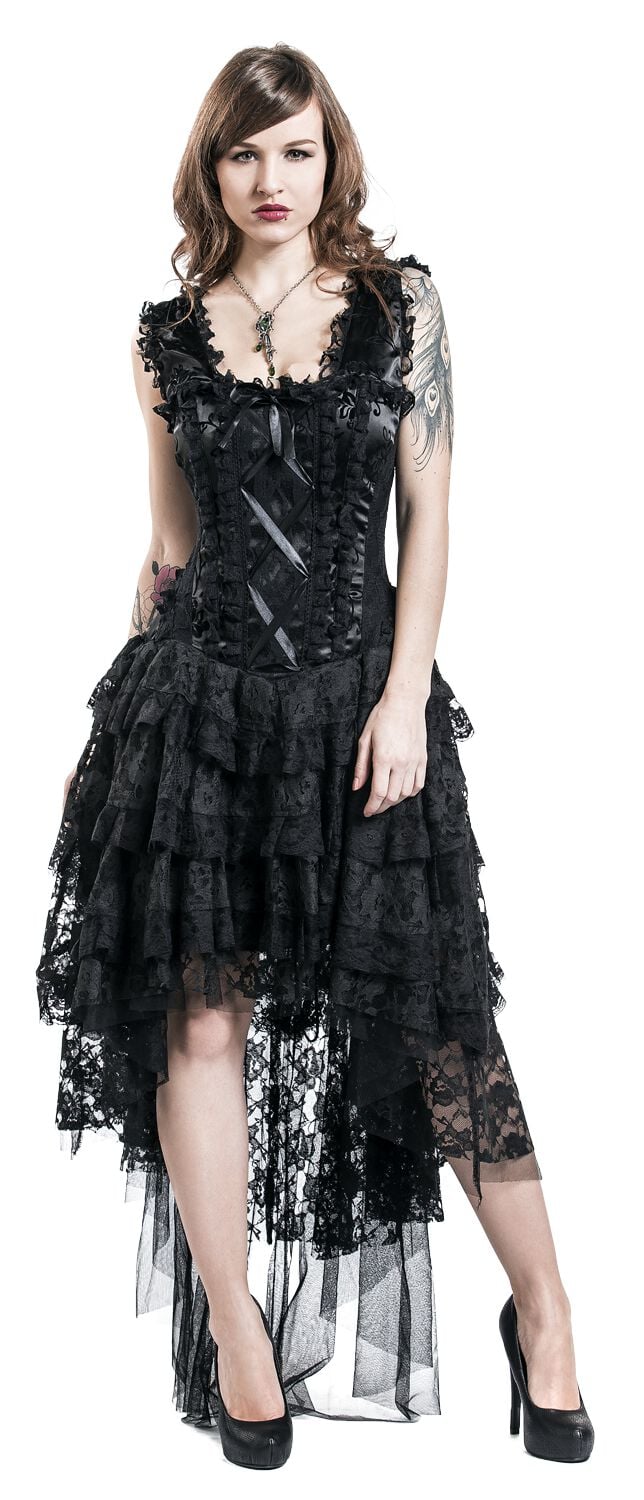 Burleska - Mittelalter Kleid lang - Ophelie Dress - S bis 5XL - für Damen - Größe 5XL - schwarz von Burleska