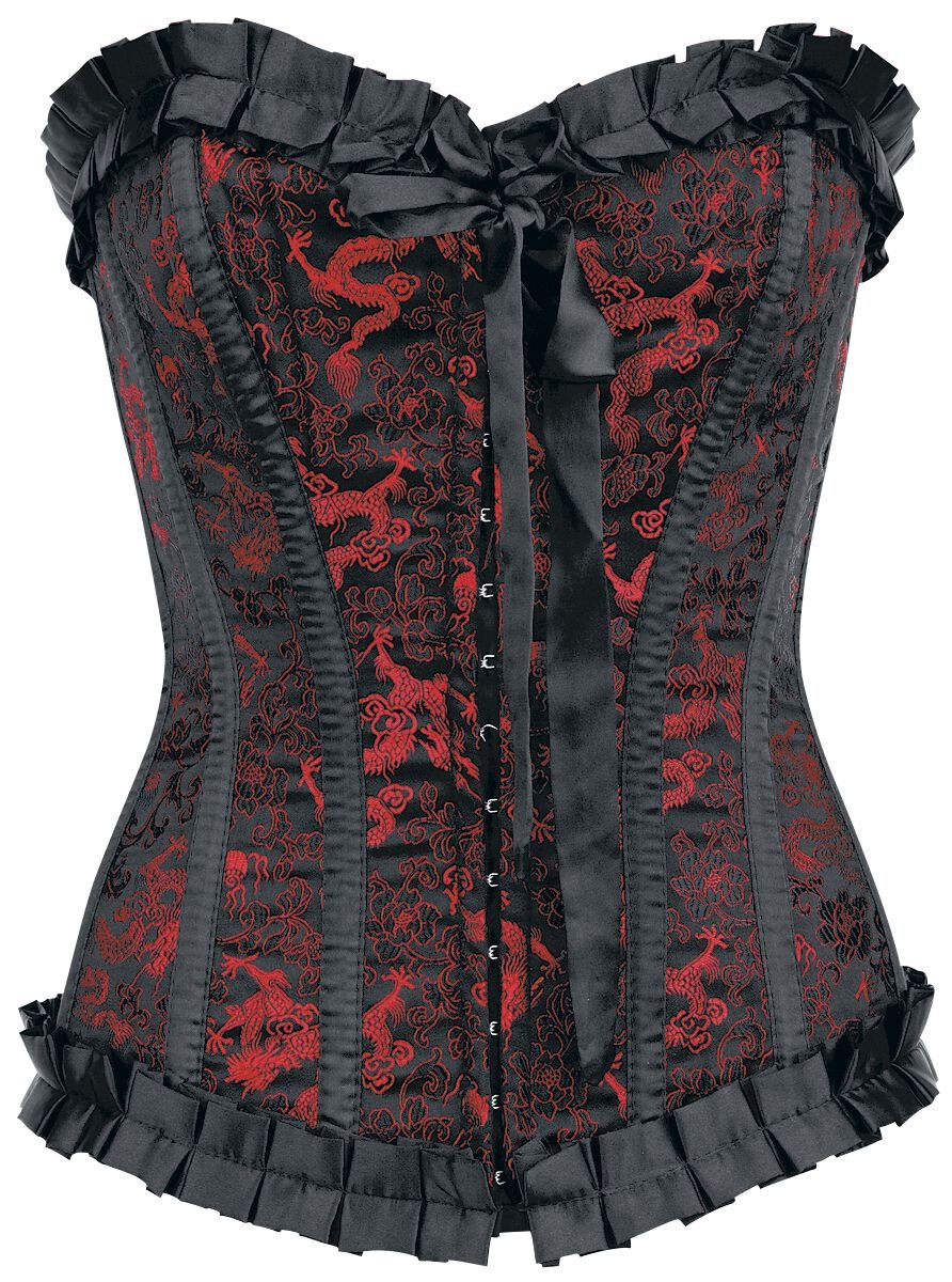 Burleska - Mittelalter Korsage - Lily Hook Red Dragon - S bis L - für Damen - Größe M - schwarz/rot von Burleska