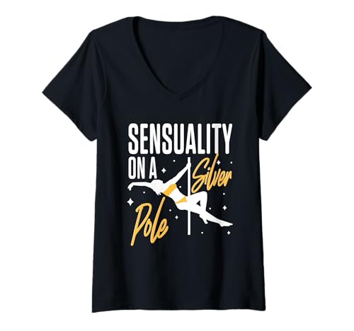 Damen Pole Dancing Poledancing Poledancer Polerina T-Shirt mit V-Ausschnitt von Burlesque Pole Dancer Pole dancing