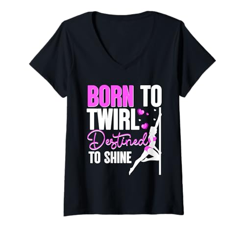 Damen Pole Dancing Poledancing Poledancer Polerina T-Shirt mit V-Ausschnitt von Burlesque Pole Dancer Pole dancing