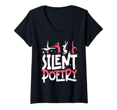 Damen Pole Dancing Poledancing Poledancer Silent Poetry T-Shirt mit V-Ausschnitt von Burlesque Pole Dancer Pole dancing