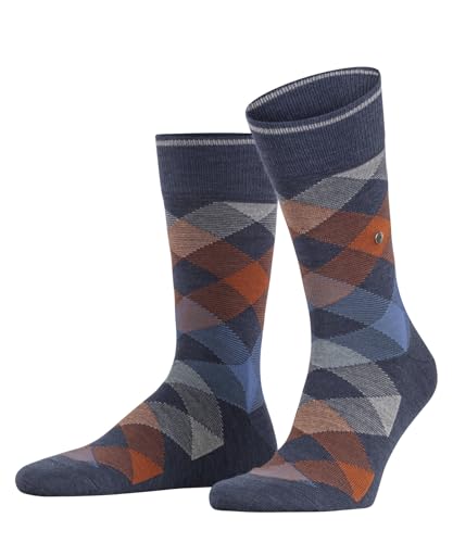 Burlington Herren Socken Newcastle M So Wolle gemustert 1 Paar, Blau Dark Blue Melange 6688, 40-46 von Burlington