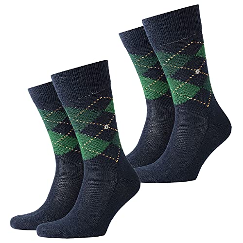 Burlington 2er Pack Herren Socken PRESTON - Rautenmuster, 40-46 (2x 1 Paar) (marine/grün) von Burlington