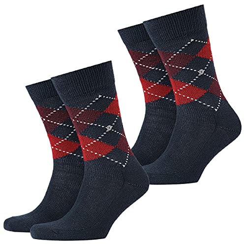 Burlington 2er Pack Herren Socken PRESTON - Rautenmuster, 40-46 (2x 1 Paar) (marine/rot) von Burlington