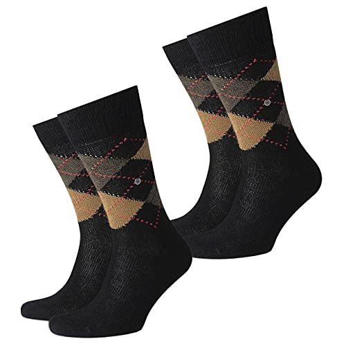 Burlington 2er Pack Herren Socken PRESTON - Rautenmuster, 40-46 (2x 1 Paar) (schwarz/braun) von Burlington