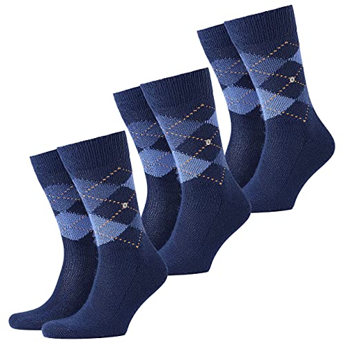 Burlington 3er Pack Herren Socken PRESTON - Rautenmuster, 40-46 (3x 1 Paar) (dunkelblau (3-Pack)) von Burlington