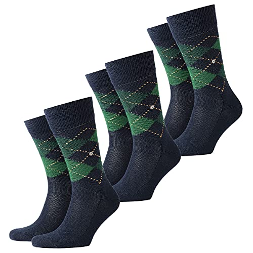 Burlington 3er Pack Herren Socken PRESTON - Rautenmuster, 40-46 (3x 1 Paar) (marine/grün (3-Pack)) von Burlington