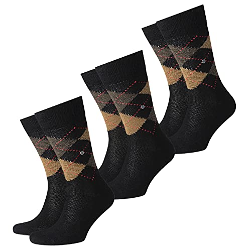 Burlington 3er Pack Herren Socken PRESTON - Rautenmuster, 40-46 (3x 1 Paar) (schwarz/braun (3-Pack)) von Burlington