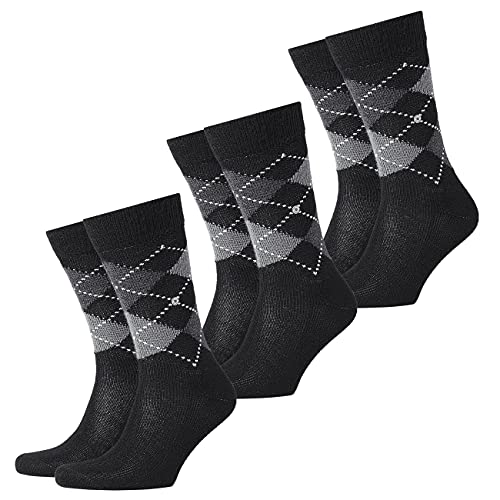 Burlington 3er Pack Herren Socken PRESTON - Rautenmuster, 40-46 (3x 1 Paar) (schwarz/grau (3-Pack)) von Burlington