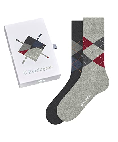 Burlington Herren Socken Basic Gift Box M So Baumwolle gemustert 2 Paar, Grau Grey Mix 0070, 40-46 von Burlington