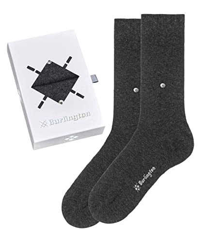 Burlington Herren Socken Basic Uni Gift Box M So Baumwolle einfarbig 2 Paar, Grau Mid Grey 0020, 40-46 von Burlington