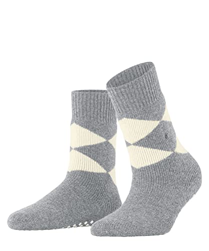 Burlington Stoppersocken Cosy Argyle W Hp Wolle rutschhemmende Noppen 1 Paar, Grau Grey Melange 3107, 36-41 von Burlington
