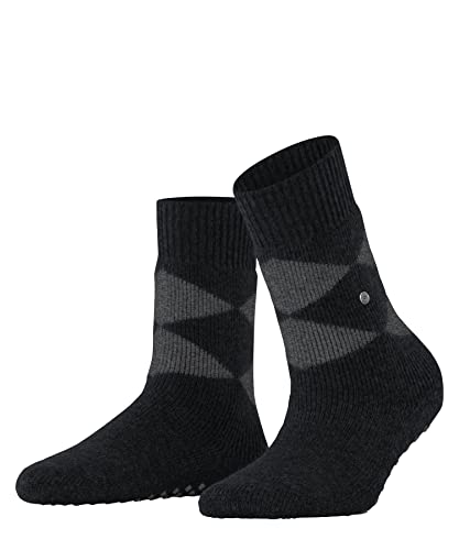 Burlington Damen Hausschuh-Socken Cosy Argyle W HP Wolle rutschhemmende Noppen 1 Paar, Schwarz (Black 3000), 36-41 von Burlington