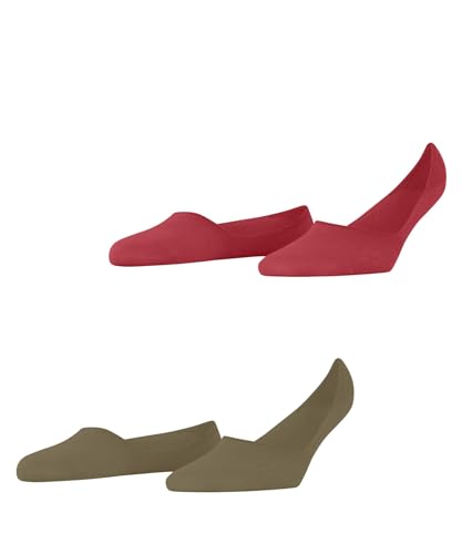 Burlington Damen Füßlinge Everyday Multipack W In Baumwolle unsichtbar einfarbig 2 Paar, Rot Coral Red 8542, 39-40 von Burlington