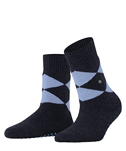 Burlington Damen Hausschuh-Socken Cosy Argyle W HP Wolle rutschhemmende Noppen 1 Paar, Blau (Midnight 6414), 36-41 von Burlington