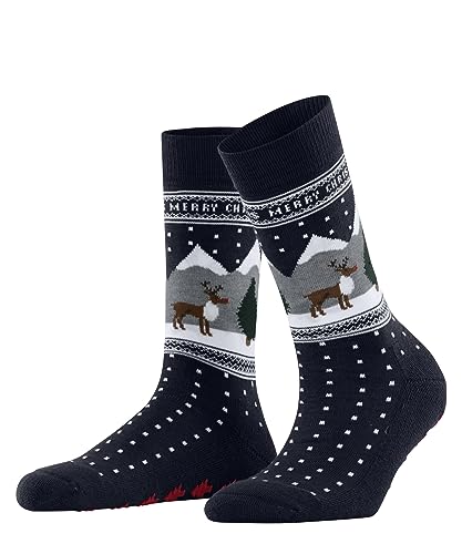 Burlington Damen Hausschuh-Socken White X-Mas Baumwolle Wolle gemustert 1 Paar, Blau (Space Blue 6116), 36-41 von Burlington