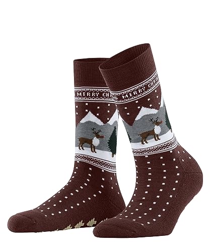 Burlington Damen Hausschuh-Socken White X-Mas Baumwolle Wolle gemustert 1 Paar, Rot (Aged Maroon 8265), 36-41 von Burlington