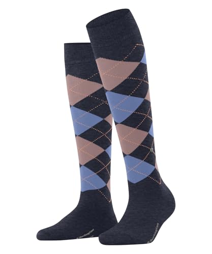 Burlington Damen Kniestrümpfe Marylebone W Kh Wolle lang gemustert 1 Paar, Blau Dark Blue Melange 6688, 36-41 von Burlington