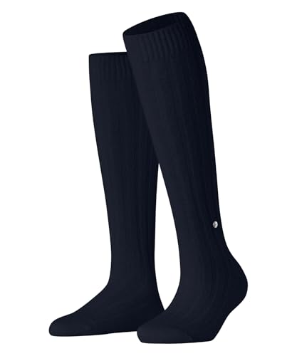 Burlington Damen Kniestrümpfe Soft Rib W Kh Alpaka Wolle lang einfarbig 1 Paar, Blau Midnight 6098, 35-38 von Burlington