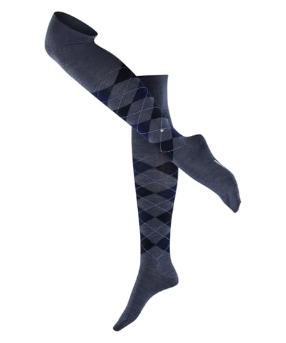 Burlington Damen Overknee-Socken Marylebone W Ok Wolle lang gemustert 1 Paar, Blau Dark Blue Melange 6688, 36-41 von Burlington