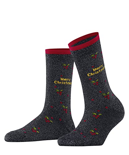 Burlington Damen Socken Merry X-Mas W SO weich atmungsaktiv schnelltrocknend gemustert 1 Paar, Blau (Dark Navy 6370), 36-41 von Burlington