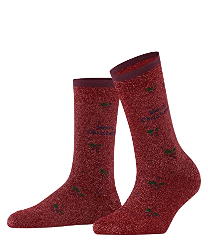 Burlington Damen Socken Merry X-Mas W SO weich atmungsaktiv schnelltrocknend gemustert 1 Paar, Rot (Red 8784), 36-41 von Burlington