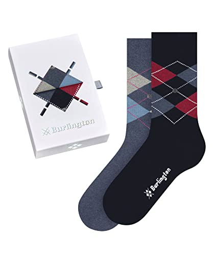 Burlington Damen Socken Basic Gift Box W So Baumwolle gemustert 2 Paar, Blau Blue Mix 0070, 36-41 von Burlington