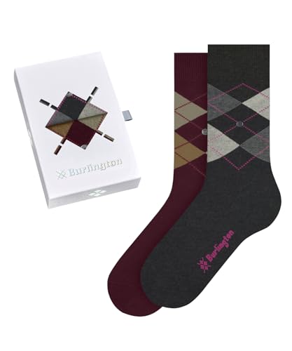 Burlington Damen Socken Basic Gift Box W So Baumwolle gemustert 2 Paar, Mehrfarbig Grey Red 0039, 36-41 von Burlington