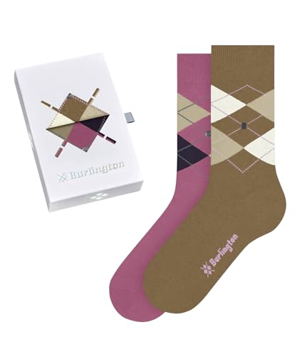 Burlington Damen Socken Basic Gift Box W So Baumwolle gemustert 2 Paar, Mehrfarbig Light Brown Pink 0049, 36-41 von Burlington