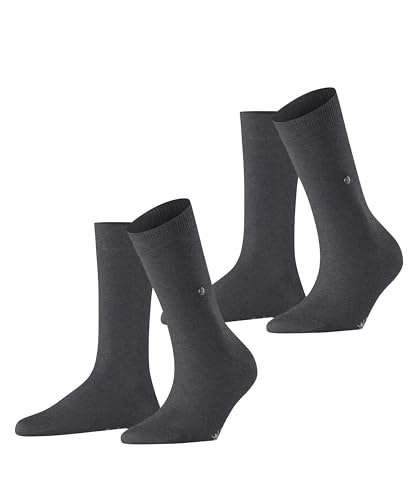 Burlington Damen Socken Everyday 2-Pack W SO Baumwolle einfarbig 2 Paar, Grau (Anthracite Melange 3081), 36-41 von Burlington