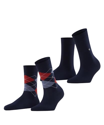 Burlington Damen Socken Everyday Mix 2-Pack W SO Baumwolle gemustert 2 Paar, Blau (Marine 6120), 36-41 von Burlington