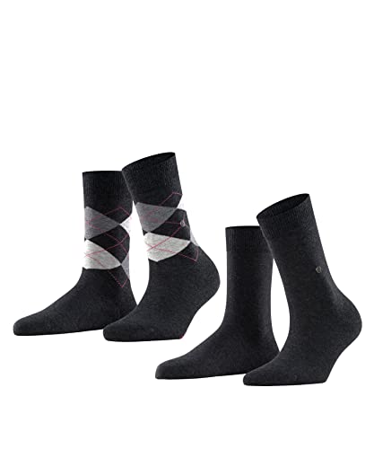 Burlington Damen Socken Everyday Mix 2-Pack W SO Baumwolle gemustert 2 Paar, Grau (Anthracite Melange 3081), 36-41 von Burlington