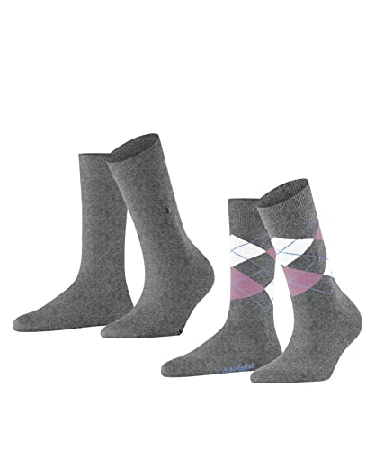 Burlington Damen Socken Everyday Mix 2-Pack W SO Baumwolle gemustert 2 Paar, Grau (Light Grey 3401), 36-41 von Burlington