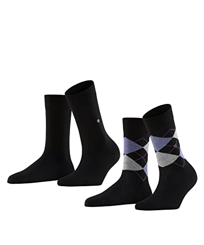 Burlington Damen Socken Everyday Mix 2-Pack W SO Baumwolle gemustert 2 Paar, Schwarz (Black 3000), 36-41 von Burlington