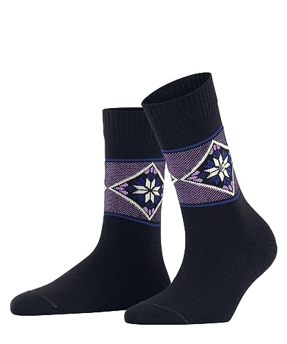 Burlington Damen Socken Retro Ski Schurwolle gemustert 1 Paar, Blau (Marine 6120), 36-41 von Burlington