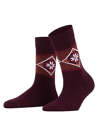 Burlington Damen Socken Retro Ski W SO Schurwolle gemustert 1 Paar, Rot (Bordeaux 8100), 36-41 von Burlington