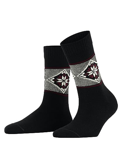 Burlington Damen Socken Retro Ski Schurwolle gemustert 1 Paar, Schwarz (Black 3000), 36-41 von Burlington