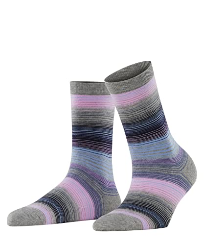 Burlington Damen Socken Stripe W SO Baumwolle gemustert 1 Paar, Grau (Light Grey 3400), 36-41 von Burlington