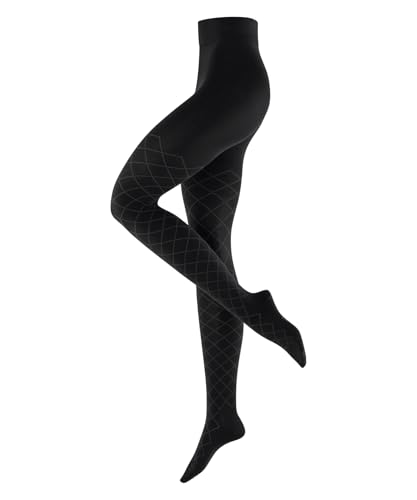 Burlington Damen Strumpfhose Argyle Affair W Ti Baumwolle gemustert 1 Stück, Schwarz Black 3000, 44-46 von Burlington