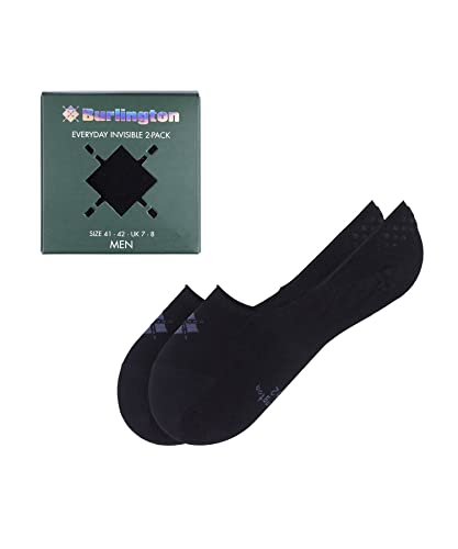 Burlington Herren Füßlinge Everyday 2-Pack Box M IN Baumwolle unsichtbar einfarbig 2 Paar, Schwarz (Black 3000), 41-42 von Burlington