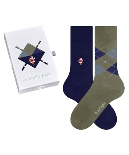 Burlington Herren Socken Everyday X-Mas Box M So Baumwolle gemustert 2 Paar, Mehrfarbig Blue Green 0050, 40-46 von Burlington