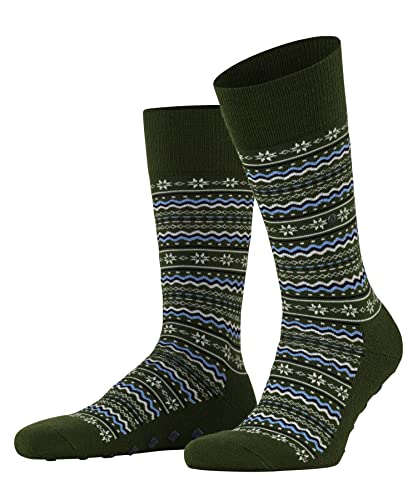 Burlington Herren Holiday Schurwolle Dick Gemustert 1 Paar Hausschuh-Socken, Grün (Woods 7647), 46 EU von Burlington