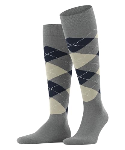Burlington Herren Kniestrümpfe King M Kh Baumwolle lang gemustert 1 Paar, Grau Light Grey Melange 3393, 40-46 von Burlington