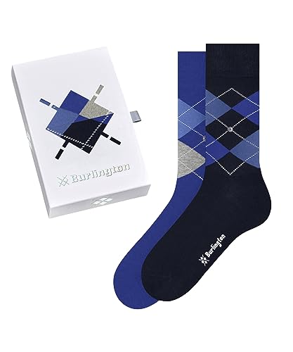Burlington Herren Socken Basic Gift Box M So Baumwolle gemustert 2 Paar, Blau Blue Mix 0300, 40-46 von Burlington