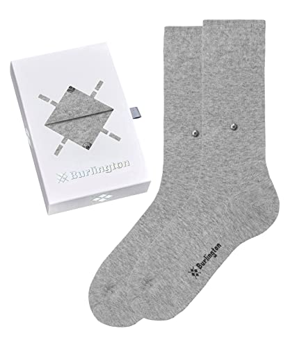 Burlington Herren Socken Basic Uni Gift Box M So Baumwolle einfarbig 2 Paar, Grau Light Grey 0030, 40-46 von Burlington