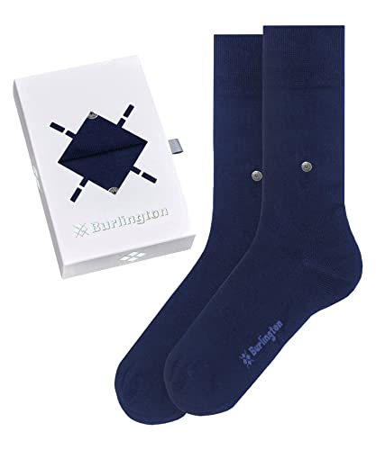 Burlington Herren Socken Basic Uni Gift Box M So Baumwolle einfarbig 2 Paar, Blau Royal Blue 0040, 40-46 von Burlington
