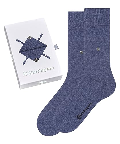 Burlington Herren Socken Basic Uni Gift Box M So Baumwolle einfarbig 2 Paar, Blau Light Blue 0050, 40-46 von Burlington